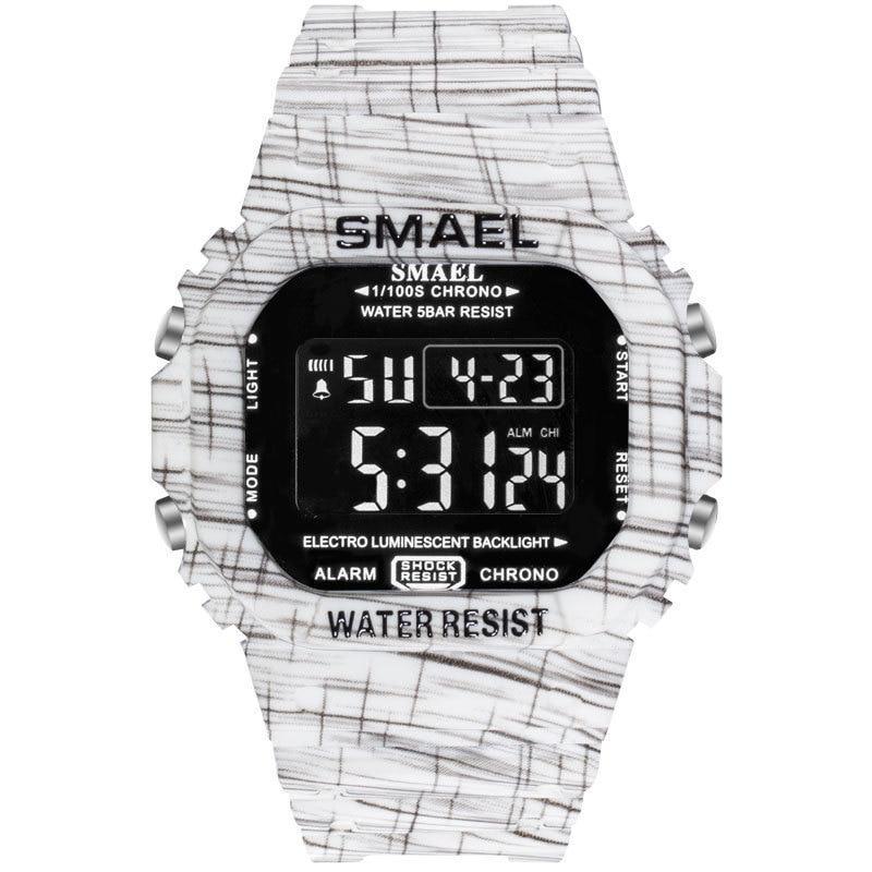 Relógio SMAEL Clássico 1801 - Classic Watich relógio 025 AmploTech Branco Malhado 