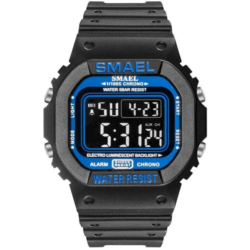 Relógio SMAEL Clássico 1801 - Classic Watich relógio 025 AmploTech Preto e Azul 