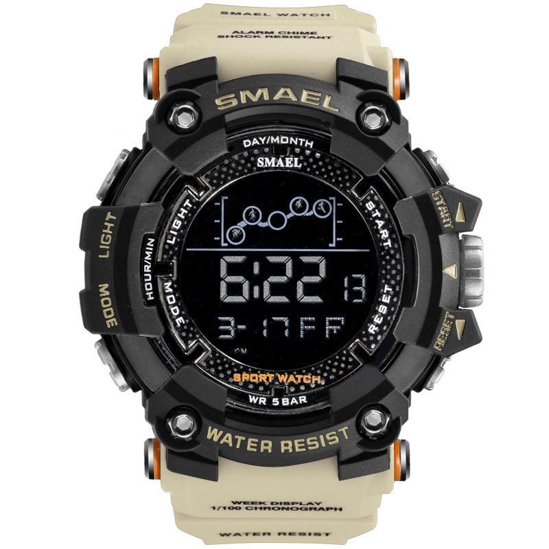 Relógio Smael Militar 1802 - Digital Watch relógio 024 AmploTech Pulseira Bege 